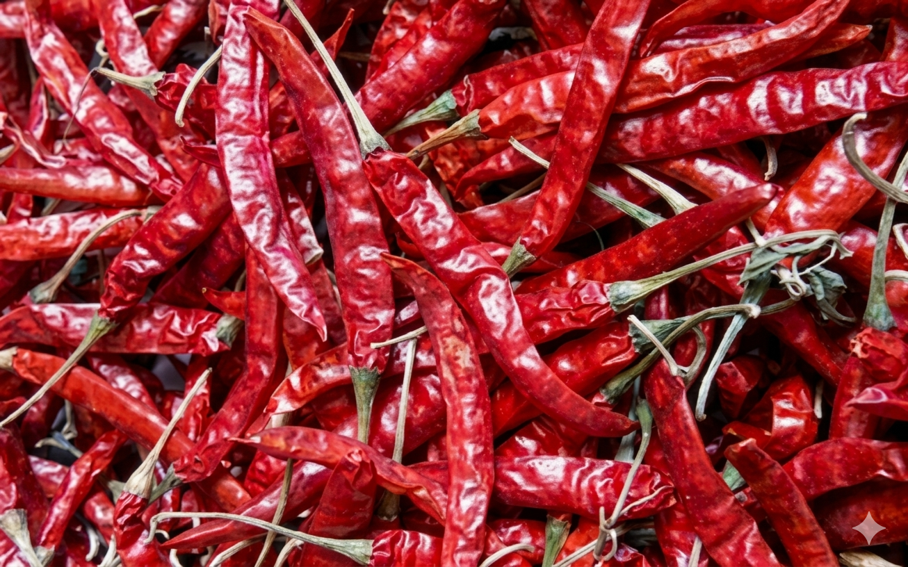 Sannam S4 334 Dried Red Chillies Whole from Guntur India